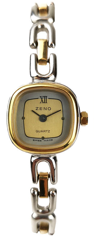 ZENO, Art Deco Modern Quartz Damenuhr bicolor galbé