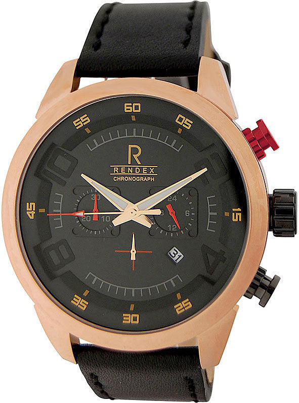 RENDEX Design XL Chronograph, Quartzuhr rosé vergoldet