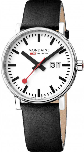 MONDAINE Evo2 40, Bahnhofsuhr, Big Date, Saphirglas