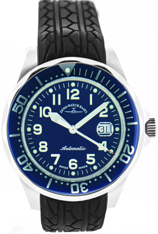 ZENO-WATCH BASEL, Diver-Look, Herrenuhr, Automatik, blau