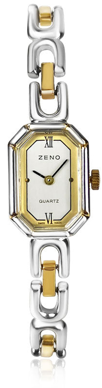 ZENO, Art Deco Modern Quartz Damenuhr bicolor Oktagon