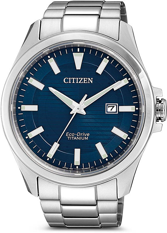 CITIZEN Herrenuhr, Eco-Drive Solar, Super Titanium, blau