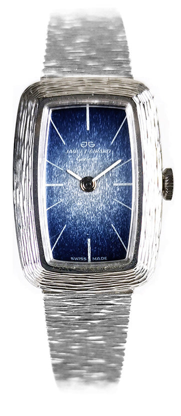 JAQUET+GIRARD Silberuhr NOS Handaufzug blau