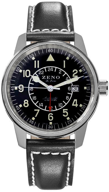 ZENO-WATCH BASEL, Classic GMT Automatik, Fliegeruhr Dualtime