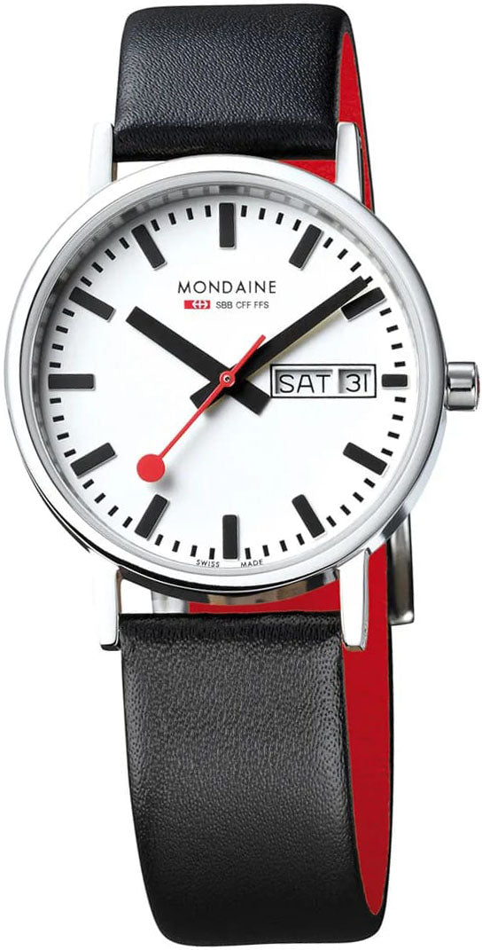 MONDAINE Classic 36, Bahnhofsuhr Tag+Datum