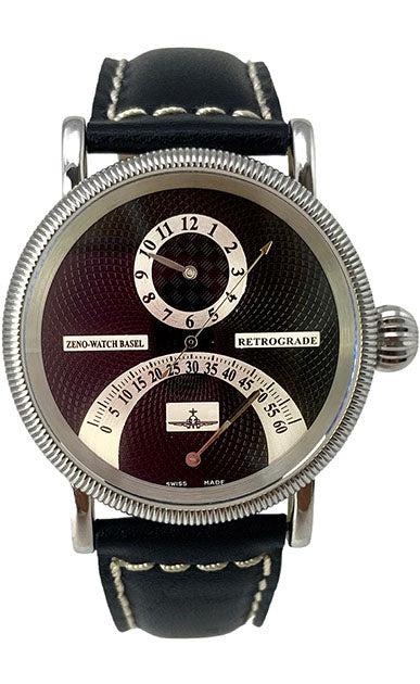 ZENO-WATCH BASEL, Retrograde Automatikuhr Regulator, schwarz