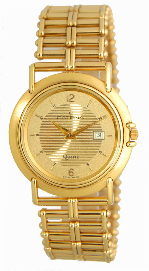 CATENA Othello Flatline, flache Quartz Armbanduhr gold