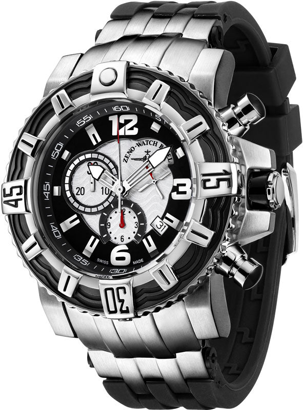 ZENO-WATCH BASEL, Neptun 2 Quartz Chrono, Edelstahl schwarz