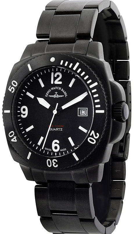 ZENO-WATCH BASEL, Diver Look, Quartzuhr, schwarz