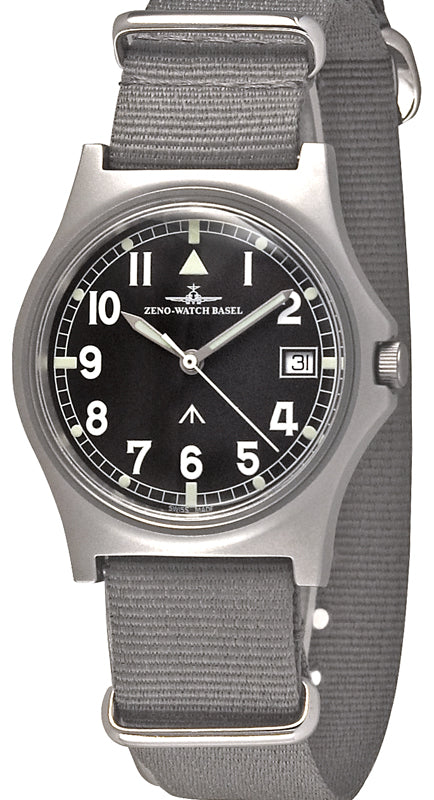 ZENO-WATCH BASEL, BA Fliegeruhr Quartz, Edelstahl, Natoband