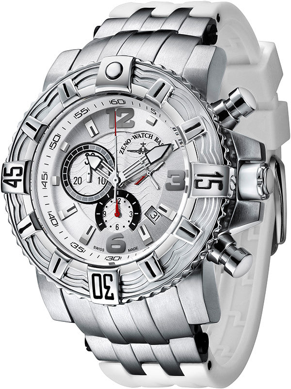 ZENO-WATCH BASEL, Neptun 2 Quartz Chrono, Edelstahl weiss